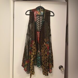 Soft Surroundings Multicolor Patchwork Sleeveless Vest boho S/M